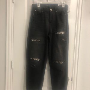 Black animal print INC boyfriend jeans